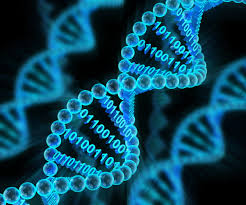 DNA strand in blue on black background